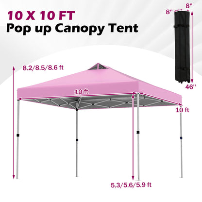10 x 10 Feet Outdoor Commercial Pop Up Canopy Tent, Pink Canopies at Gallery Canada