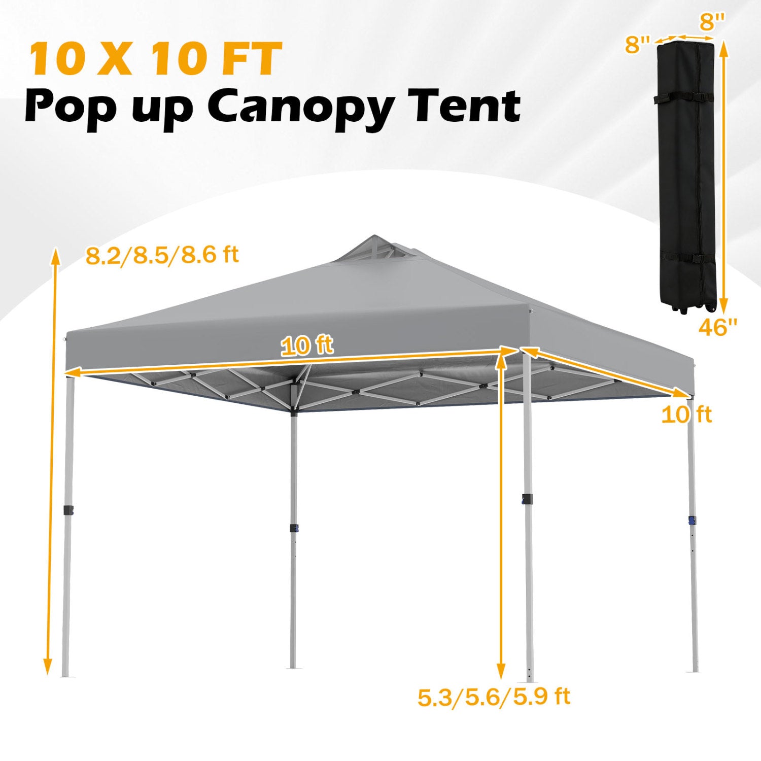 10x10 Feet Outdoor Commercial Pop Up Canopy Tent, Gray Canopies at Gallery Canada