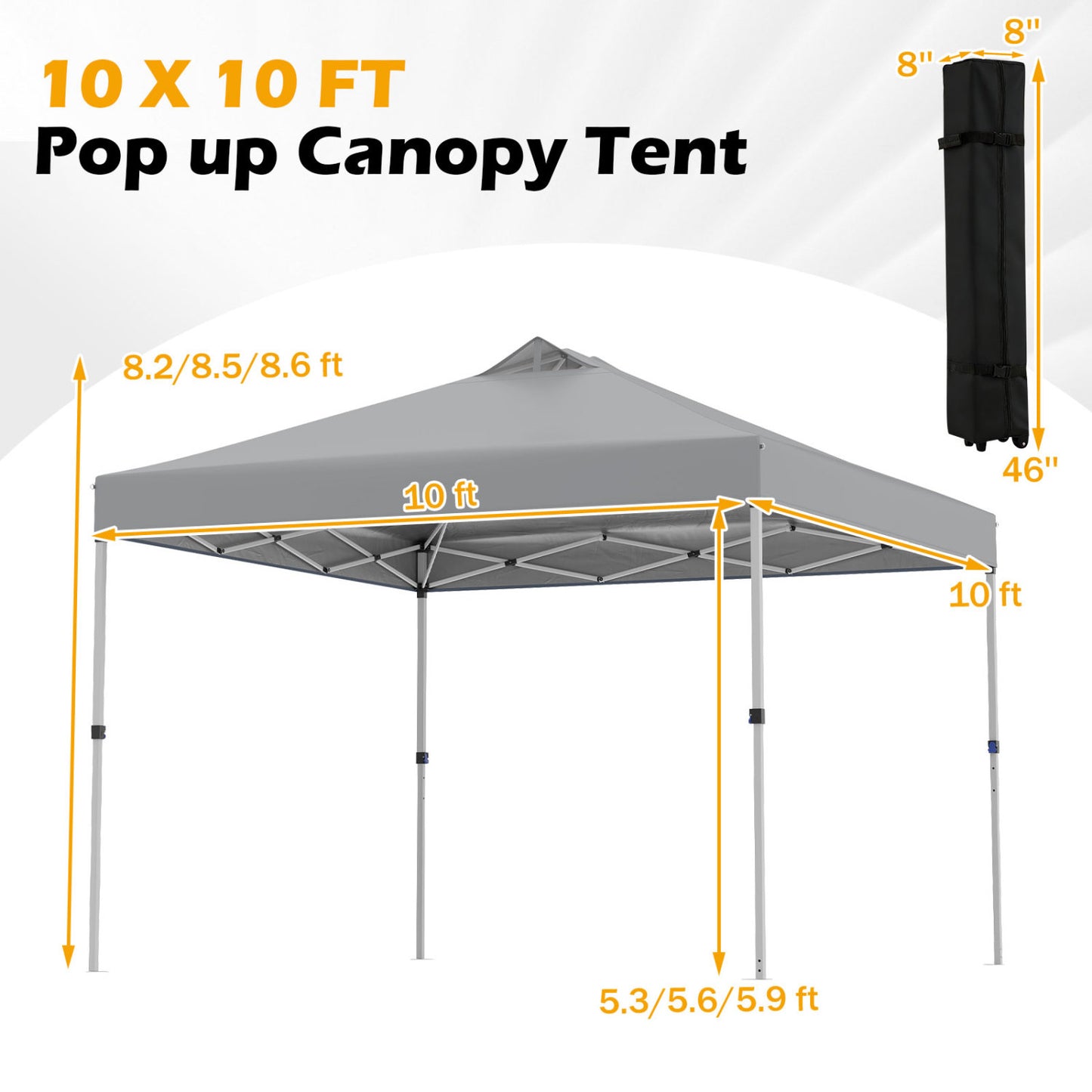 10x10 Feet Outdoor Commercial Pop Up Canopy Tent, Gray Canopies at Gallery Canada