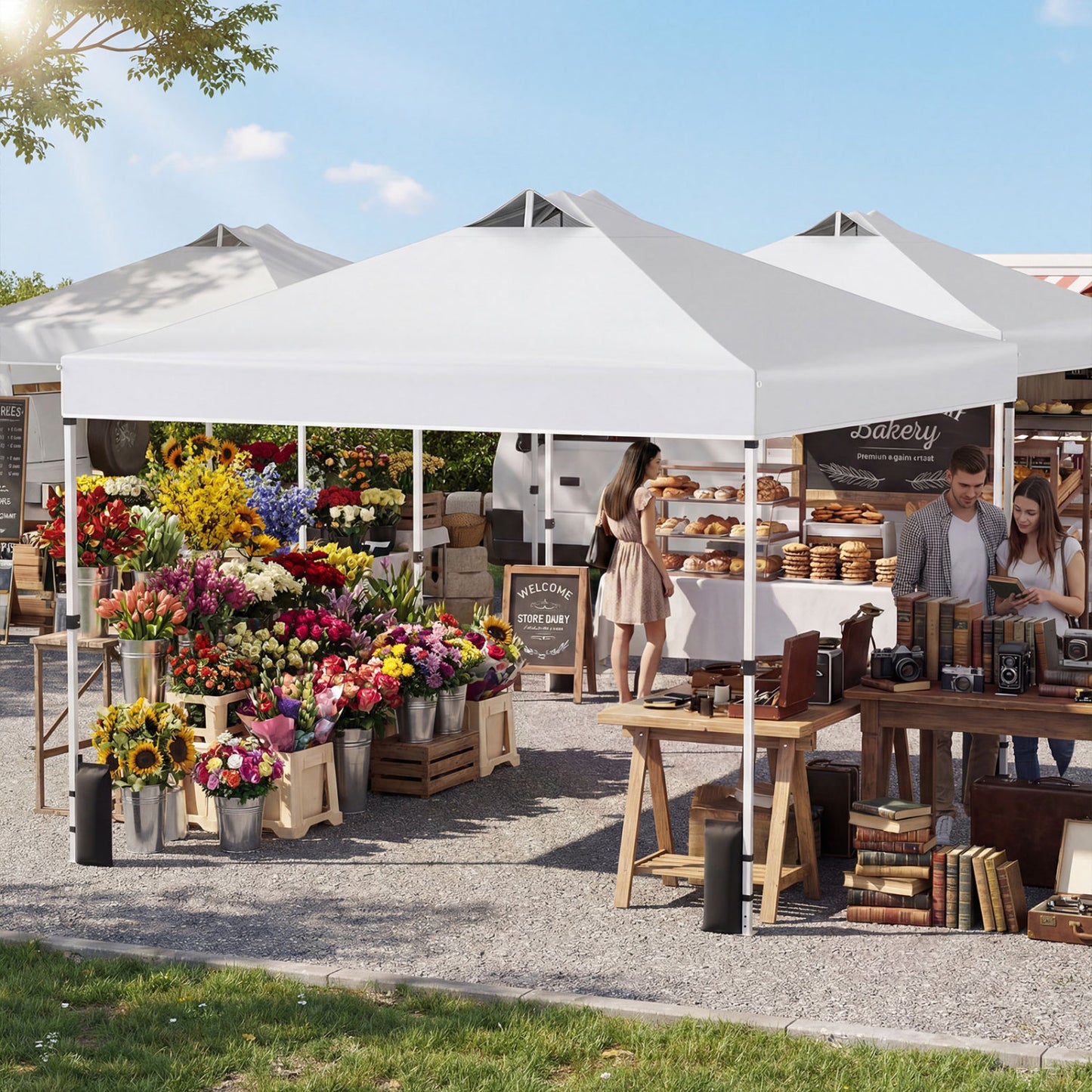 10 x 10 Feet Outdoor Commercial Pop Up Canopy Tent, White Canopies at Gallery Canada