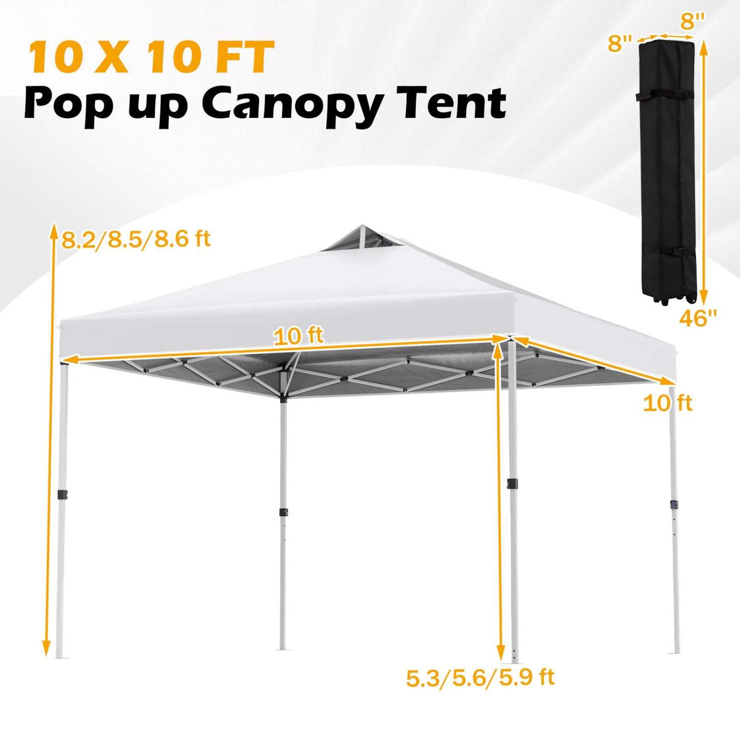 10 x 10 Feet Outdoor Commercial Pop Up Canopy Tent, White Canopies at Gallery Canada