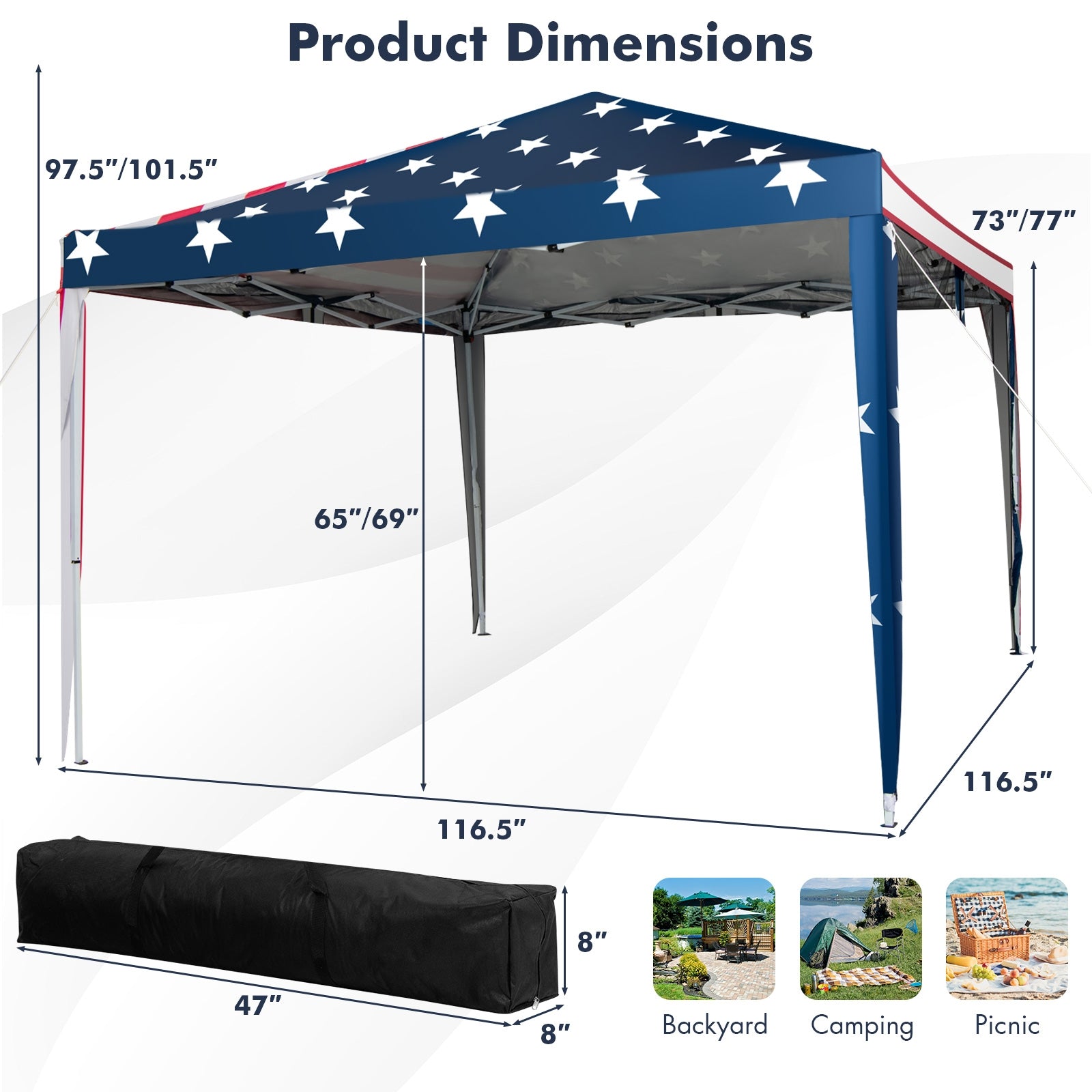 10 x 10 Feet Pop-up Canopy Tent Gazebo Canopy for Outdoor, Navy Canopies at Gallery Canada