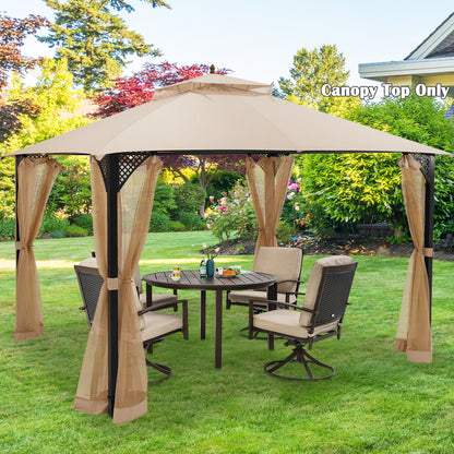 10 x 12 Feet Gazebo Replacement Top, Air Vent, Drainage Holes, Beige Gazebos at Gallery Canada
