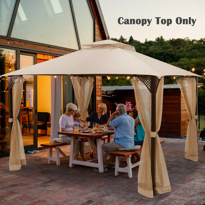 10 x 12 Feet Gazebo Replacement Top, Air Vent, Drainage Holes, Beige Gazebos at Gallery Canada