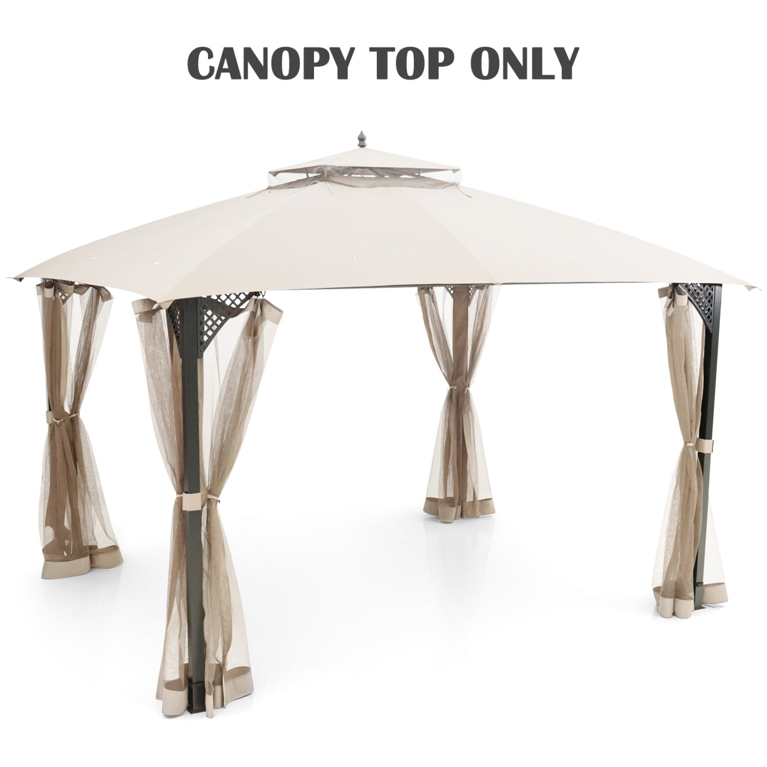 10 x 12 Feet Gazebo Replacement Top, Air Vent, Drainage Holes, Beige Gazebos at Gallery Canada