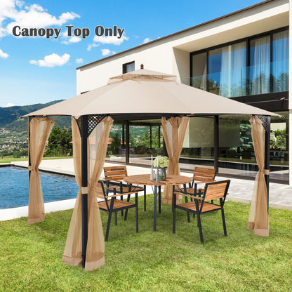 10 x 12 Feet Gazebo Replacement Top, Air Vent, Drainage Holes, Beige Gazebos at Gallery Canada
