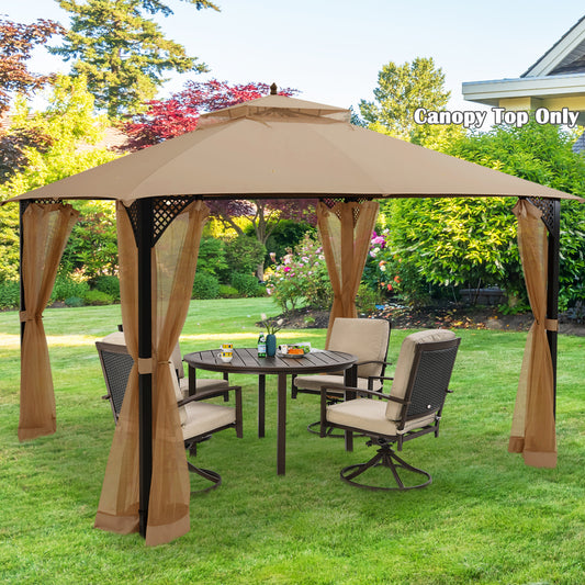 10 x 12 Feet Gazebo Top, Air Vent, Drainage Holes, Brown Gazebos Brown at Gallery Canada