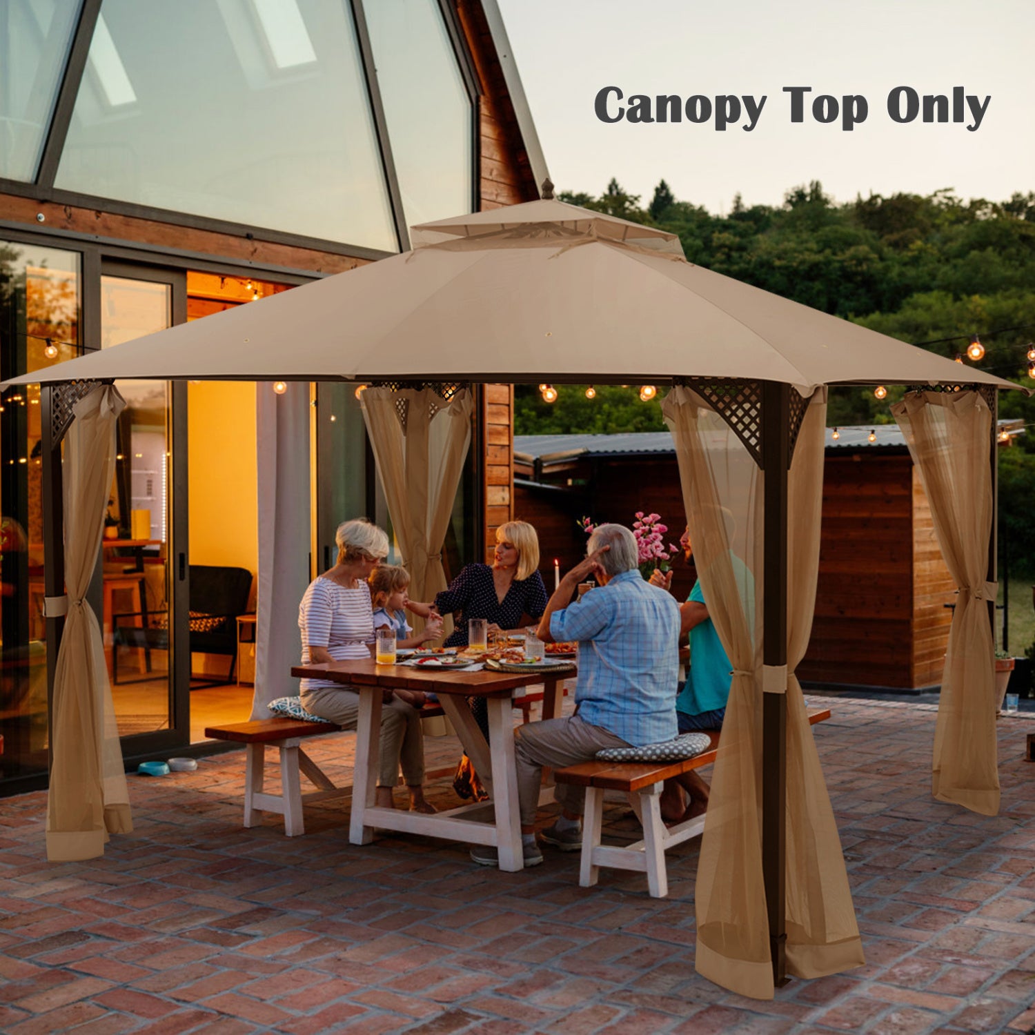 10 x 12 Feet Gazebo Top, Air Vent, Drainage Holes, Brown Gazebos at Gallery Canada