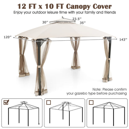 10 x 12 Feet Gazebo Replacement Top, Air Vent, Drainage Holes, Beige Gazebos at Gallery Canada
