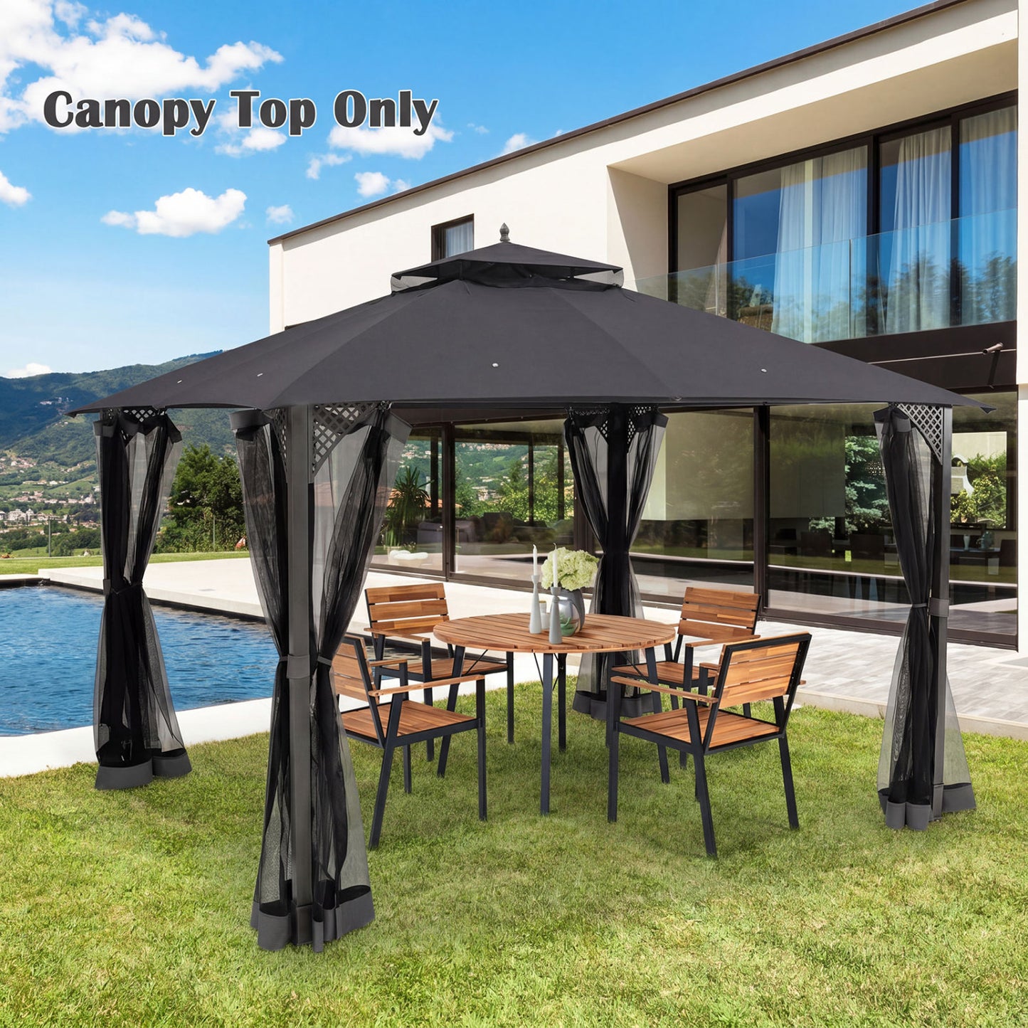 10 X 12 Ft Gazebo Replacement Top, Gray