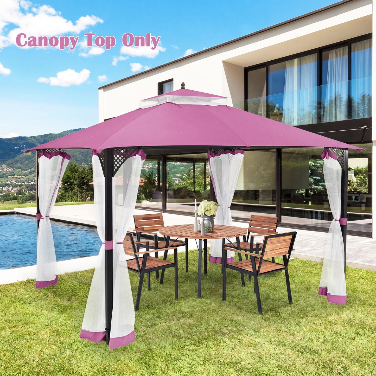 10 x 12 Feet Gazebo Replacement Top, Pink