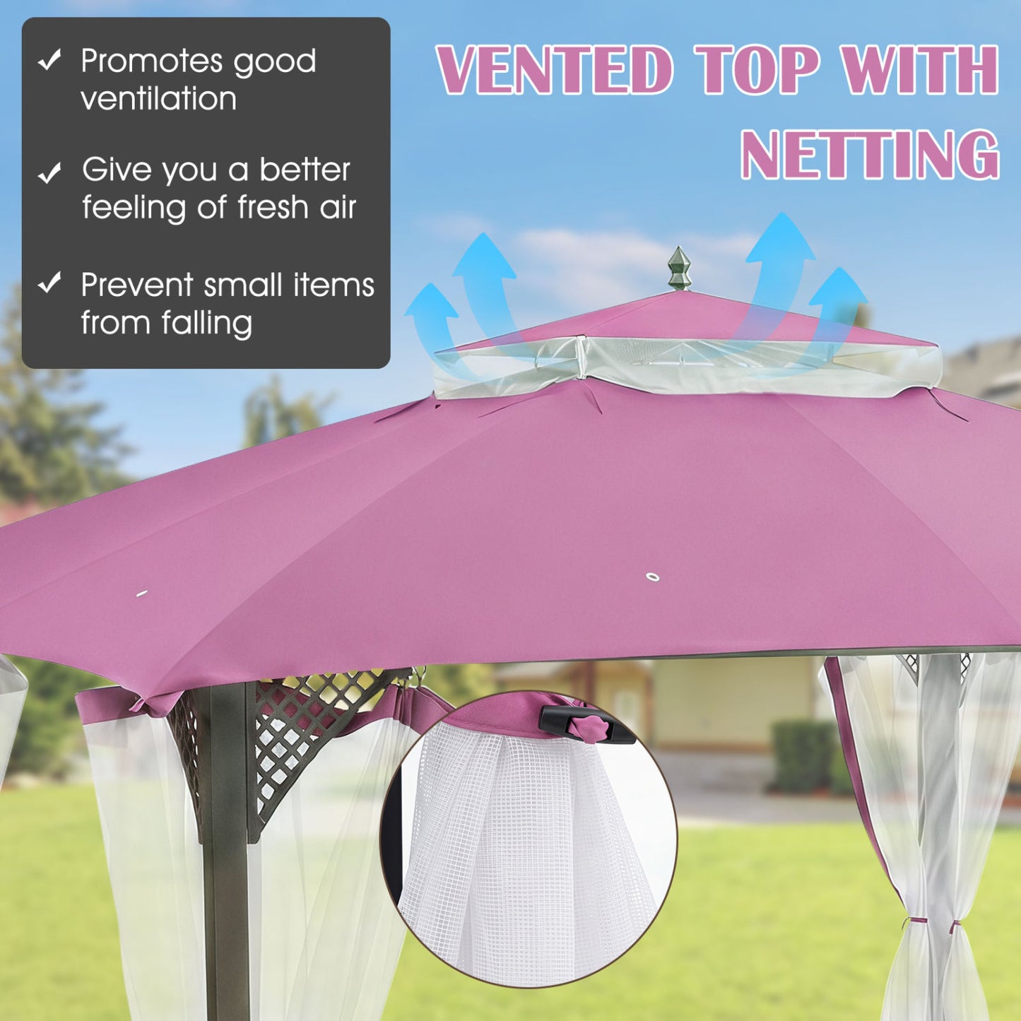 10 x 12 Feet Gazebo Replacement Top, Pink