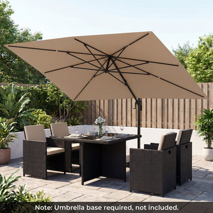 10x13 FT Cantilever Patio Umbrella, 360 Rotation, 5 Tilts, Brown