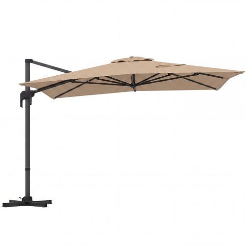 10x13 FT Cantilever Patio Umbrella, 360 Rotation, 5 Tilts, Brown
