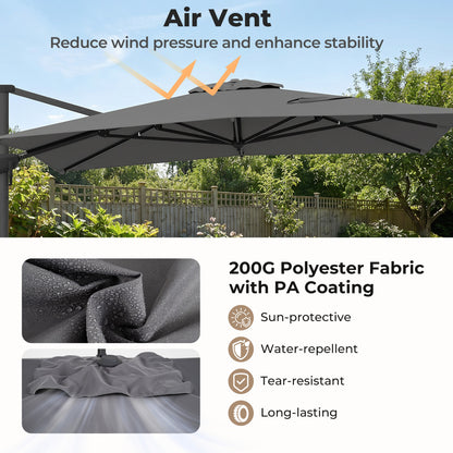 10x13 Ft Cantilever Patio Umbrella, Gray