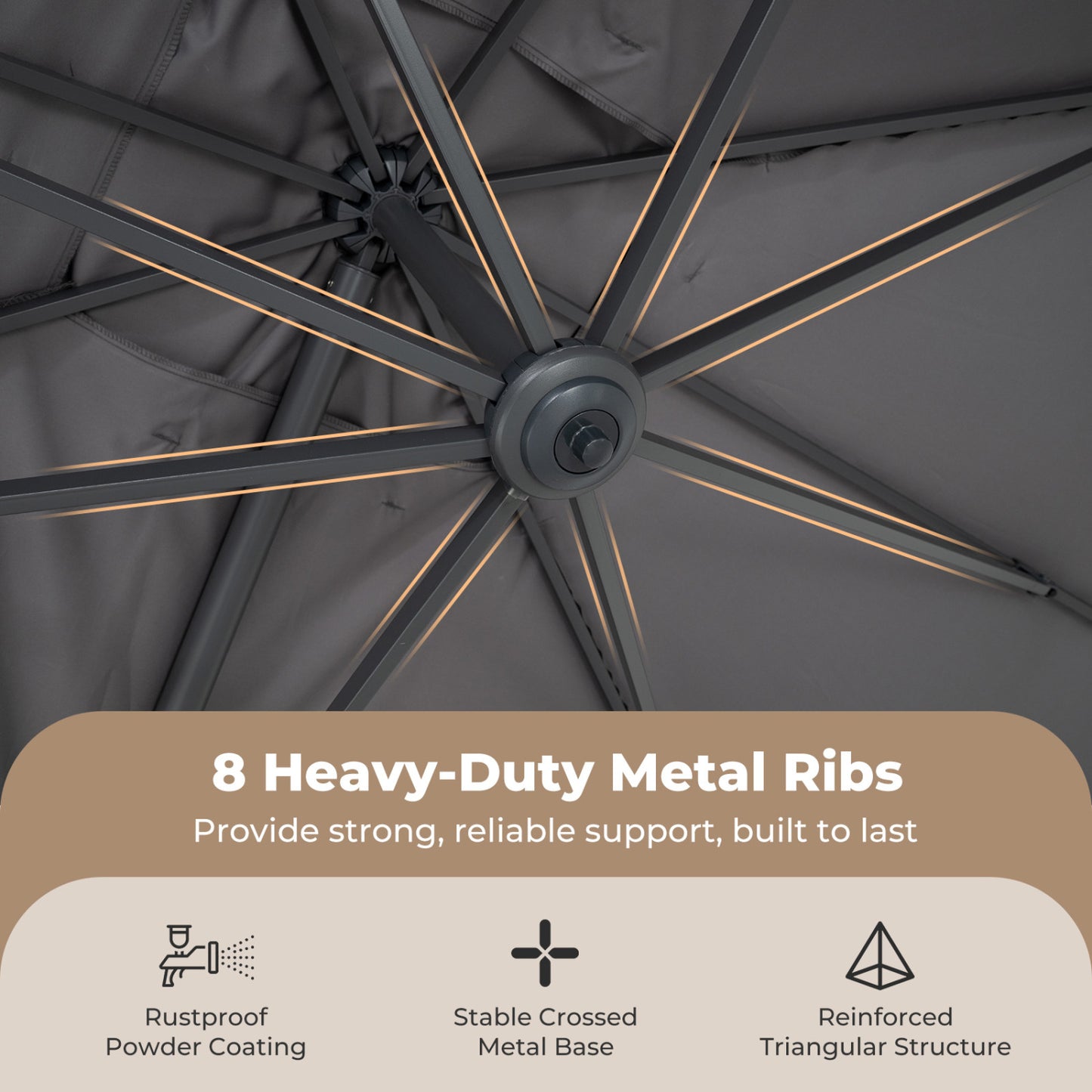 10x13 Ft Cantilever Patio Umbrella, Gray
