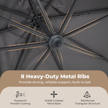 10x13 Ft Cantilever Patio Umbrella, Gray
