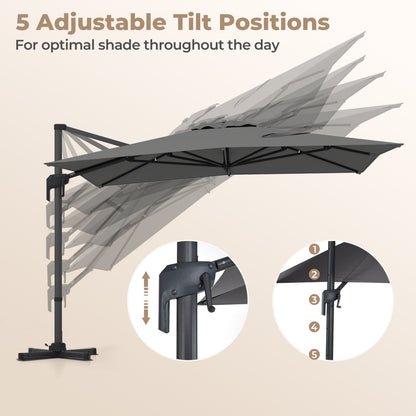 10x13 Ft Cantilever Patio Umbrella, Gray