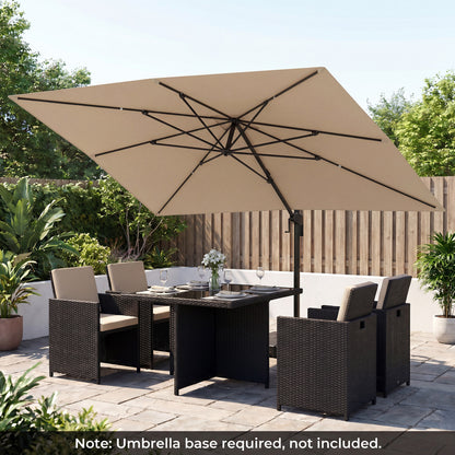 10 x 13 FT Cantilever Patio Umbrella, 360 Rotation, 5 Tilt, Beige