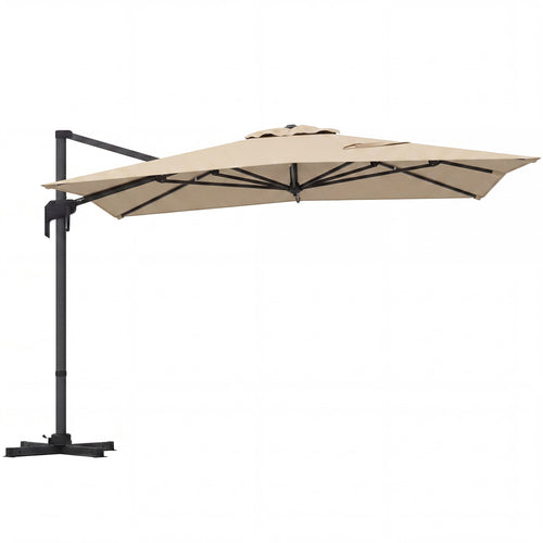 10 x 13 FT Cantilever Patio Umbrella, 360 Rotation, 5 Tilt, Beige