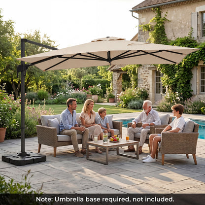 10 x 13 FT Cantilever Patio Umbrella, 360 Rotation, 5 Tilt, Beige