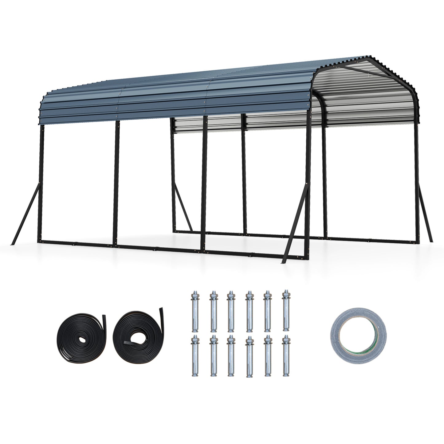 10 x 14.5 FT Heavy-Duty Carport, Galvanized Steel Garage, Black Carports at Gallery Canada