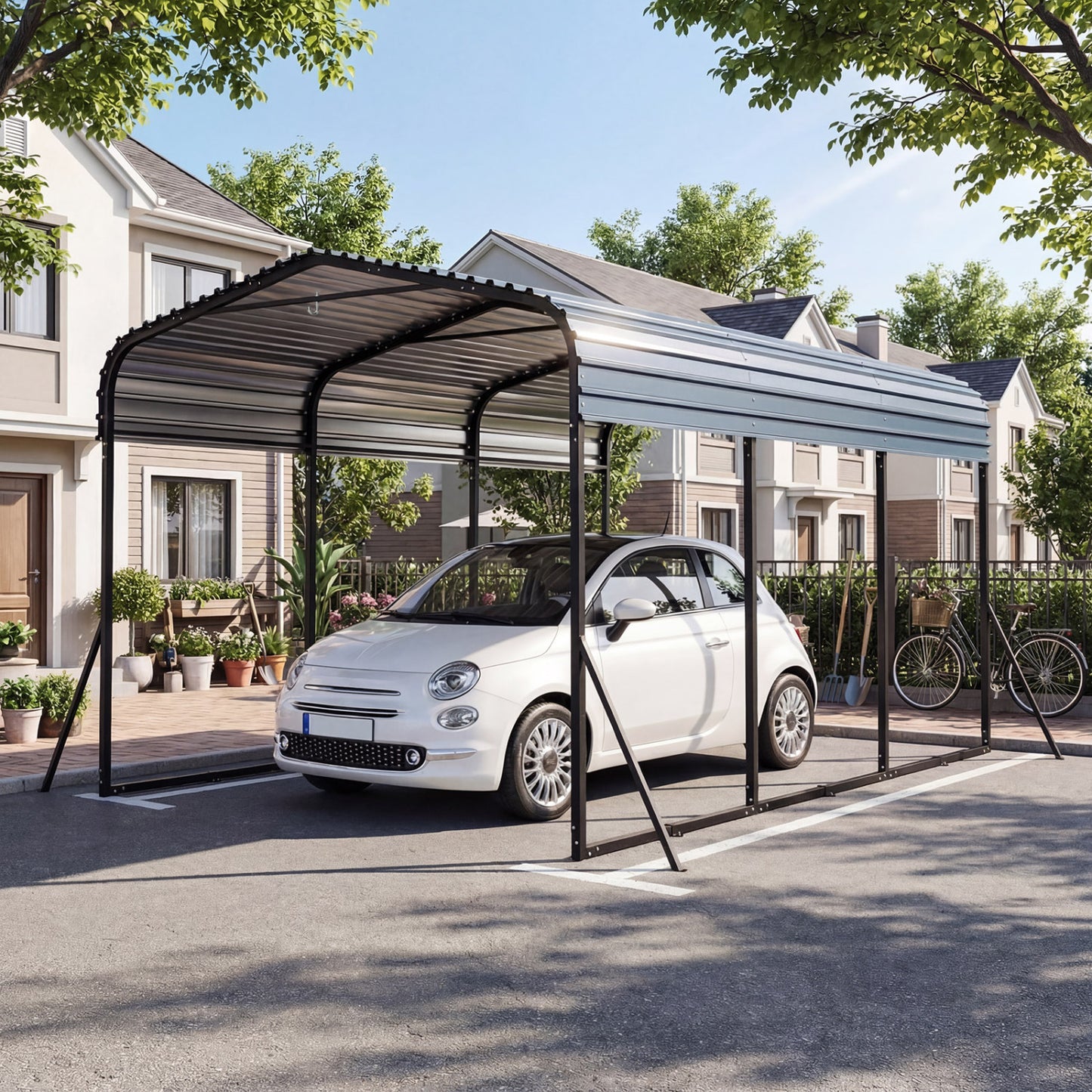 10 x 14.5 FT Heavy-Duty Carport, Galvanized Steel Garage, Black Carports at Gallery Canada