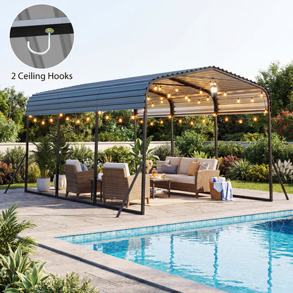 10 x 14.5 FT Heavy-Duty Carport, Galvanized Steel Garage, Black Carports at Gallery Canada