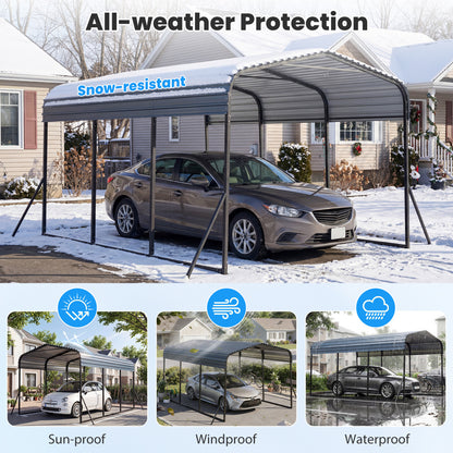 10 x 14.5 FT Heavy-Duty Carport, Galvanized Steel Garage, Black Carports at Gallery Canada