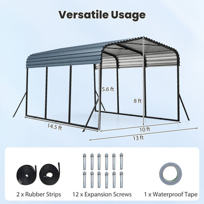 10 x 14.5 FT Heavy-Duty Carport, Galvanized Steel Garage, Black Carports at Gallery Canada