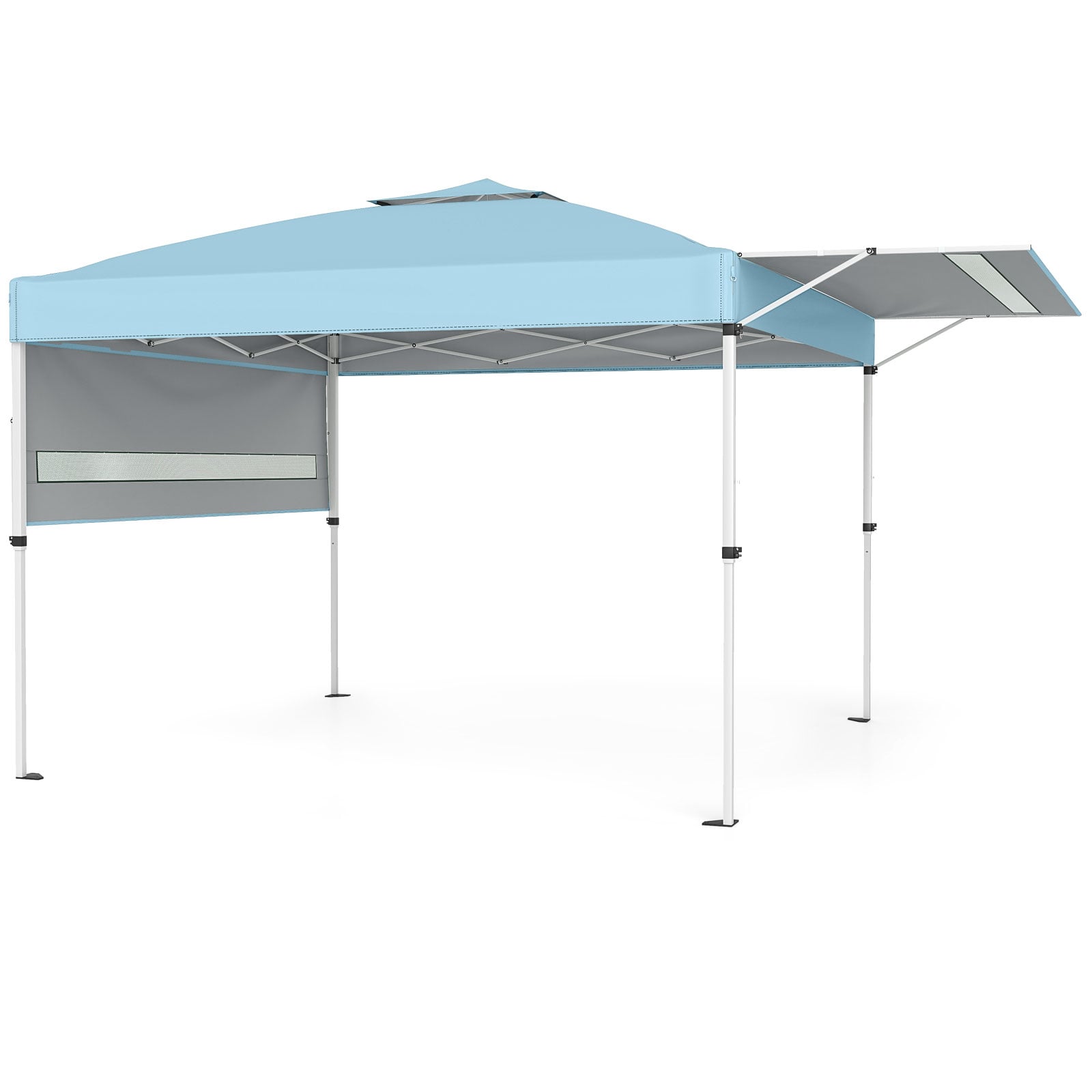 10 x 17 Feet Pop Up Canopy Tent, Dual Adjustable Awnings, Blue Tents Blue at Gallery Canada