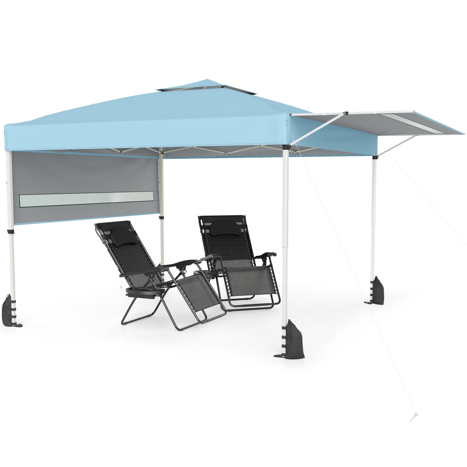10 x 17 Feet Pop Up Canopy Tent, Dual Adjustable Awnings, Blue Tents Blue at Gallery Canada