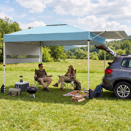 10 x 17 Feet Pop Up Canopy Tent, Dual Adjustable Awnings, Blue Tents Blue at Gallery Canada