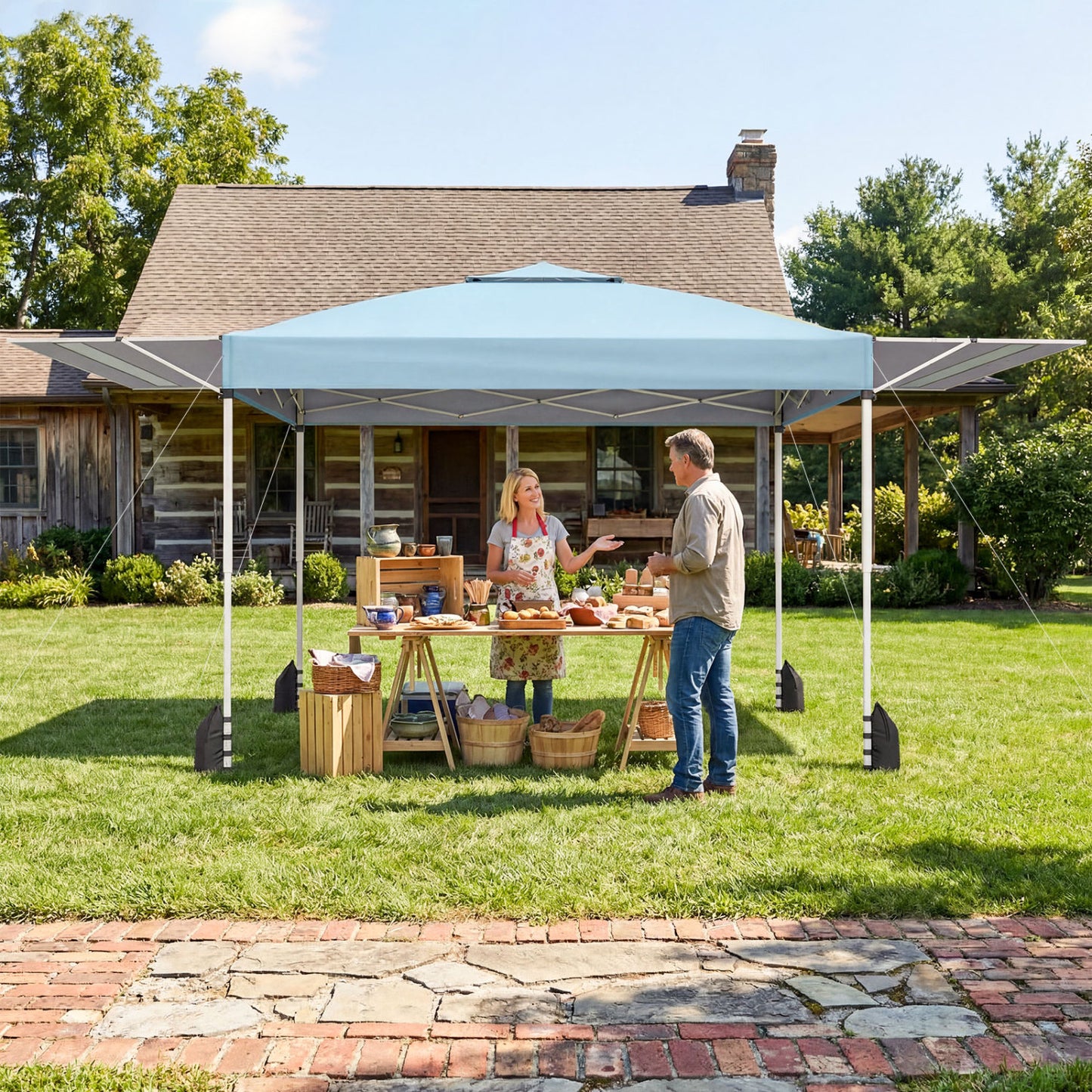 10 x 17 Feet Pop Up Canopy Tent, Dual Adjustable Awnings, Blue Tents at Gallery Canada