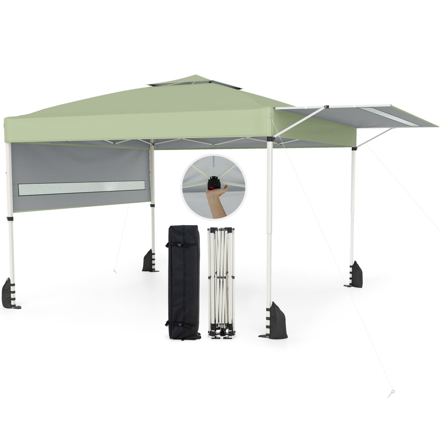 10x17 Feet Pop Up Canopy Tent, Dual Adjustable Awnings, Green Tents at Gallery Canada