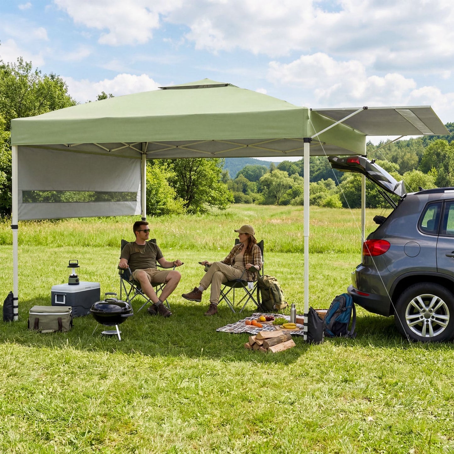 10x17 Feet Pop Up Canopy Tent, Dual Adjustable Awnings, Green Tents at Gallery Canada