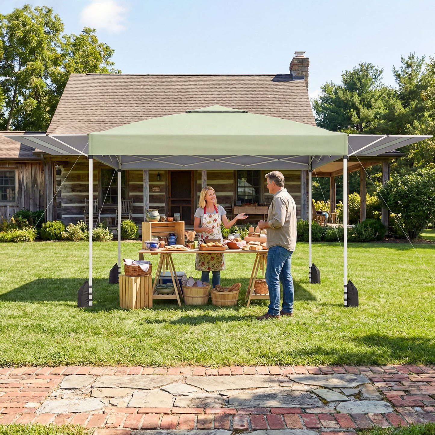 10x17 Feet Pop Up Canopy Tent, Dual Adjustable Awnings, Green Tents at Gallery Canada