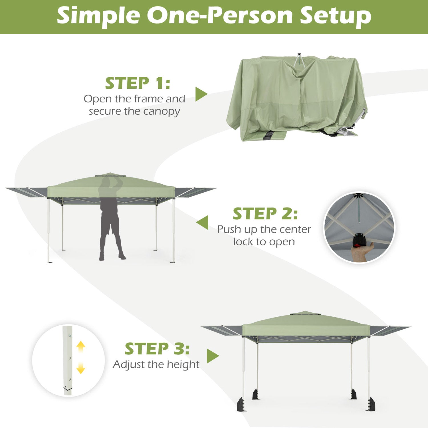 10x17 Feet Pop Up Canopy Tent, Dual Adjustable Awnings, Green Tents at Gallery Canada