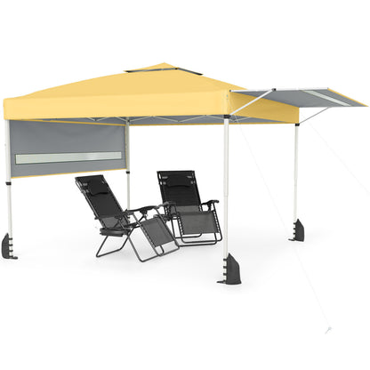 10 x 17 Feet Pop Up Canopy Tent, Dual Adjustable Awnings, Yellow Tents Yellow at Gallery Canada