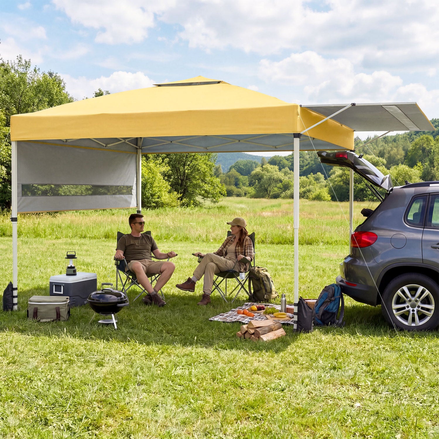 10 x 17 Feet Pop Up Canopy Tent, Dual Adjustable Awnings, Yellow Tents at Gallery Canada