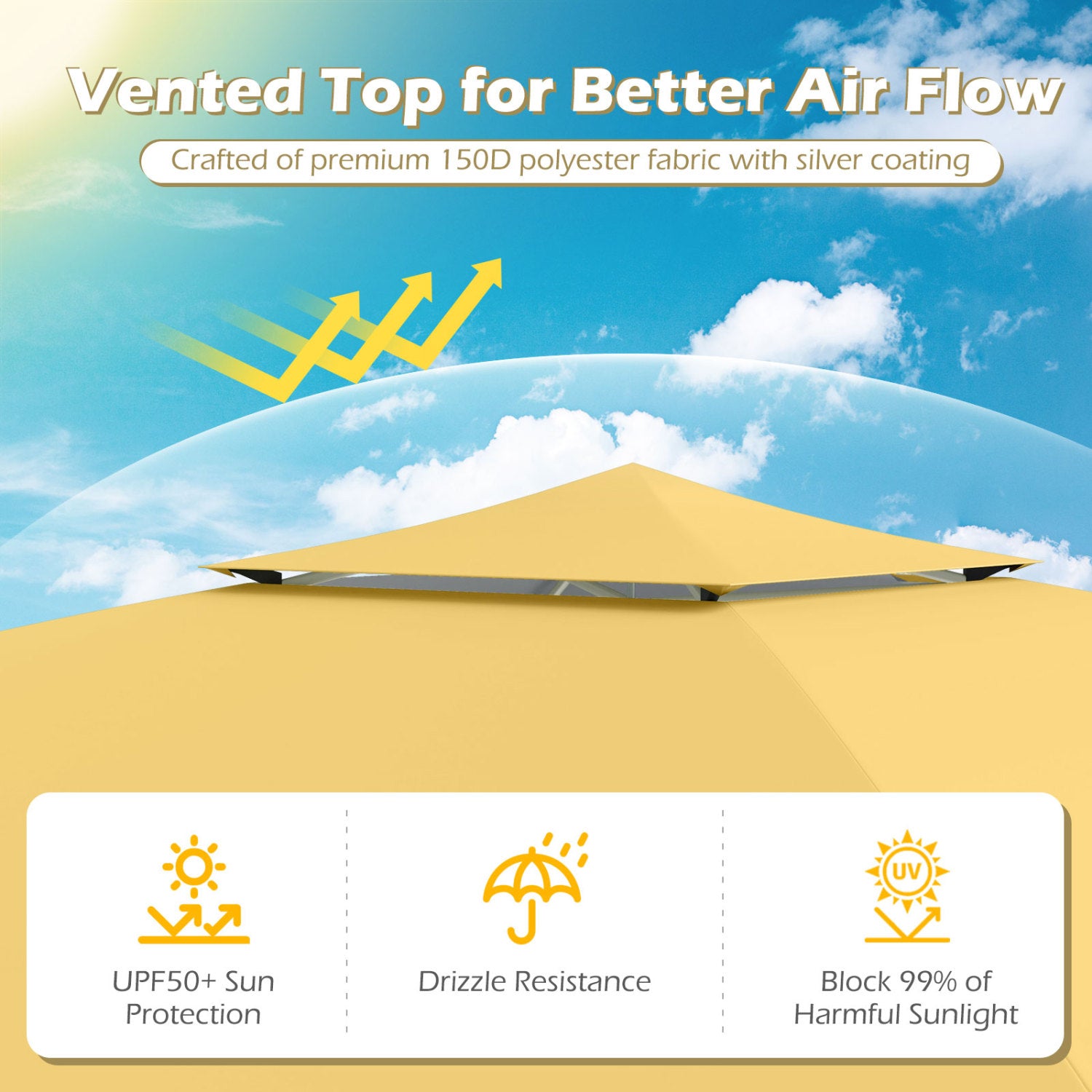 10 x 17 Feet Pop Up Canopy Tent, Dual Adjustable Awnings, Yellow Tents at Gallery Canada
