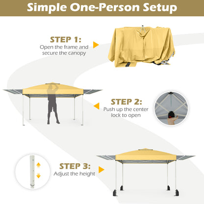 10 x 17 Feet Pop Up Canopy Tent, Dual Adjustable Awnings, Yellow Tents at Gallery Canada