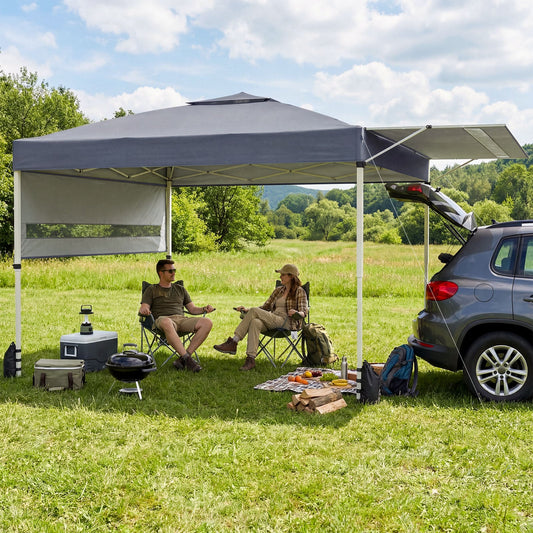 10x17 Feet Pop Up Canopy Tent, Dual Adjustable Awnings, Gray Canopies Gray at Gallery Canada