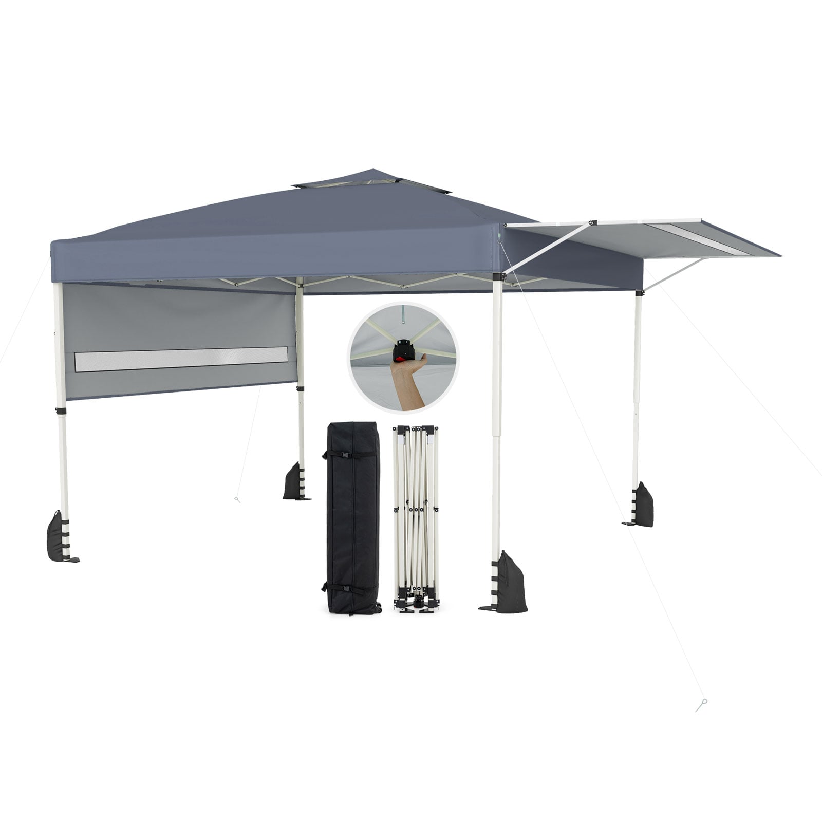 10x17 Feet Pop Up Canopy Tent, Dual Adjustable Awnings, Gray Canopies at Gallery Canada