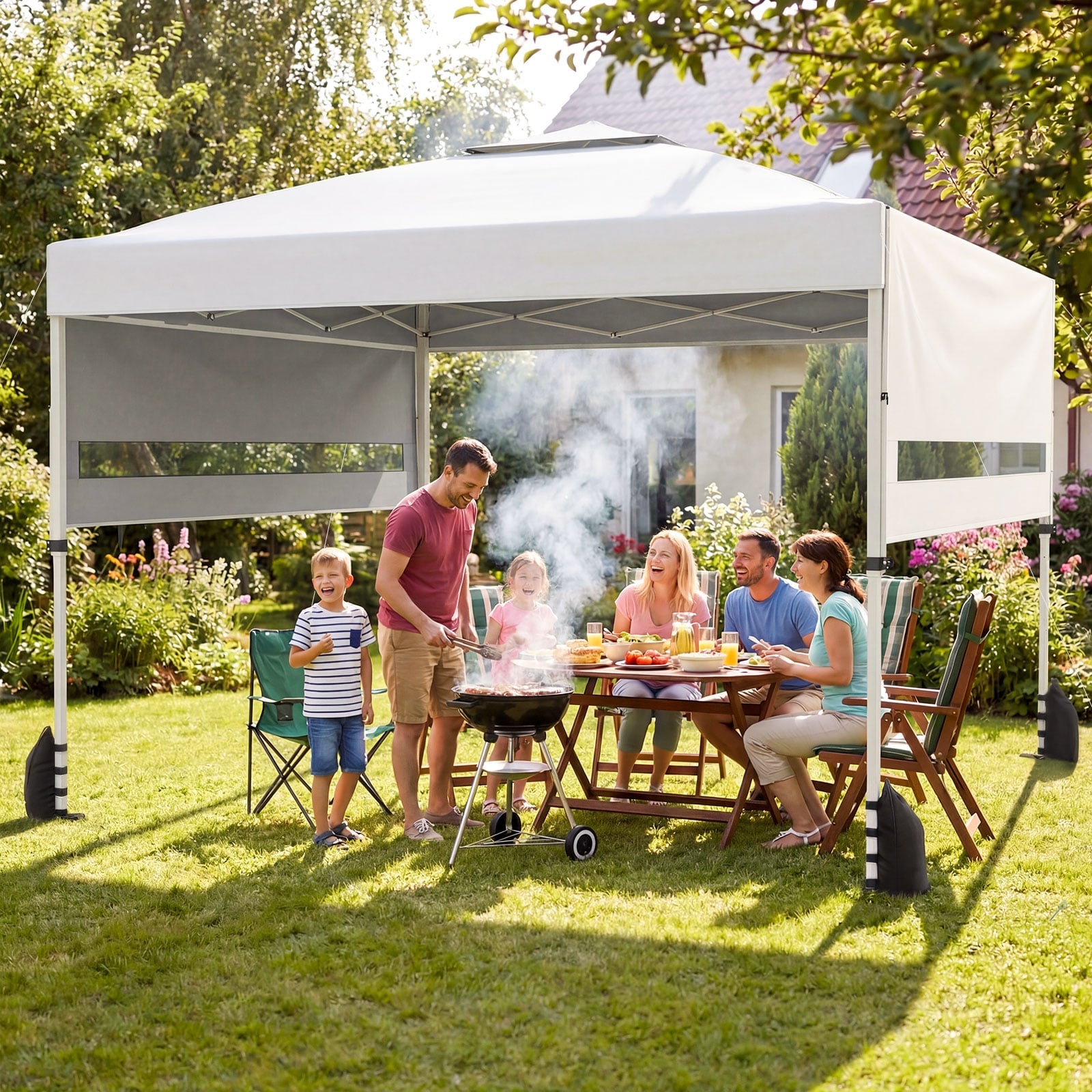 10 x 17 Feet Pop Up Canopy Tent, Dual Adjustable Awnings, White Canopies at Gallery Canada
