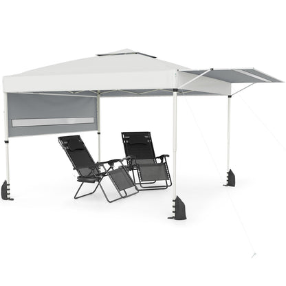 10 x 17 Feet Pop Up Canopy Tent, Dual Adjustable Awnings, White Canopies White at Gallery Canada