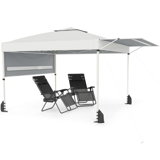10 x 17 Feet Pop Up Canopy Tent, Dual Adjustable Awnings, White Canopies White at Gallery Canada