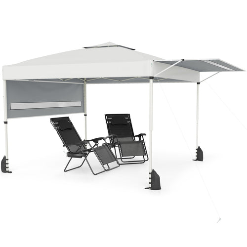 10 x 17 Feet Pop Up Canopy Tent, Dual Adjustable Awnings, White