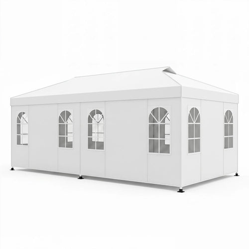 Pop Up Canopy Tent, 10 x 20 FT with Sidewalls, White