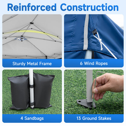 10x20 FT Pop Up Canopy Tent with 6 Sidewalls, Blue